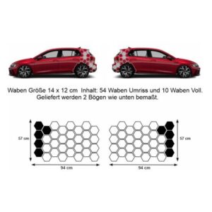 Hexagon Aufkleber honeycomb Waben Autoaufkleber 2er Set viele Farben