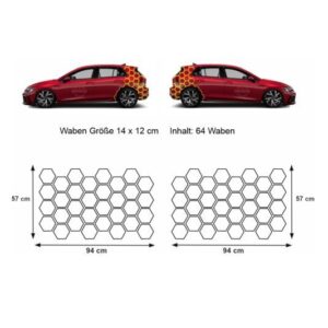 Hexagon Auto Aufkleber honeycomb Waben 2er Set viele Farben