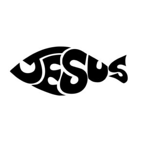 Fisch Ichthys Aufkleber  - Christliches Erkennungszeichen