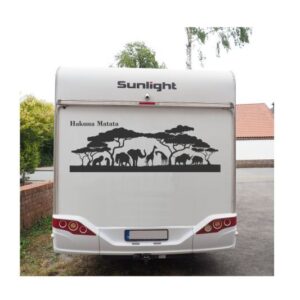 Aufkleber Afrika Skyline Hakuna Matata für Wohnmobil mit Wunschtext