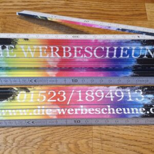 10 x Zollstock a 2 Meter mit 90°/180° Winkeleinrastung und Winkelskala (45°/60°/75°/90°) - Markenzollstock aus Buchenholz - weiß mit beidseitigem Werbeaufdruck