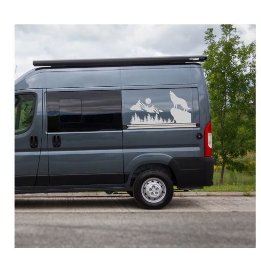 Wolf berge Freiheit Wildniss Mond Wohnmobil Aufkleber