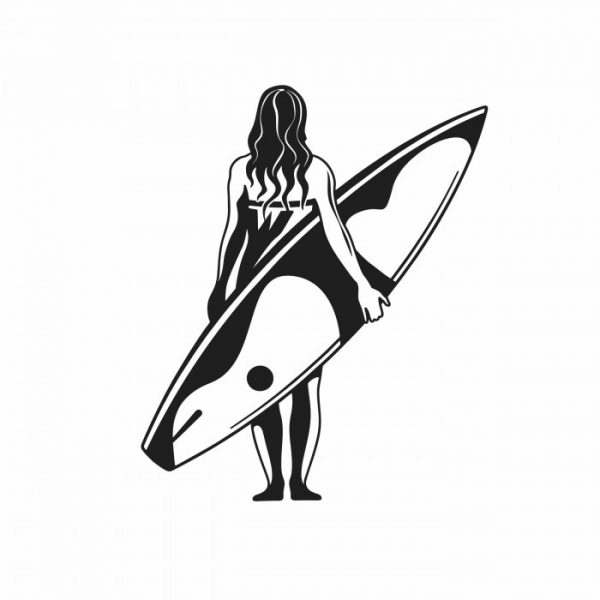 surfer girl wave wellenreiten surfboard aufkleber