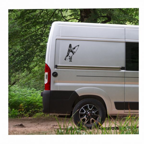 surfer girl wave wellenreiten surfboard aufkleber