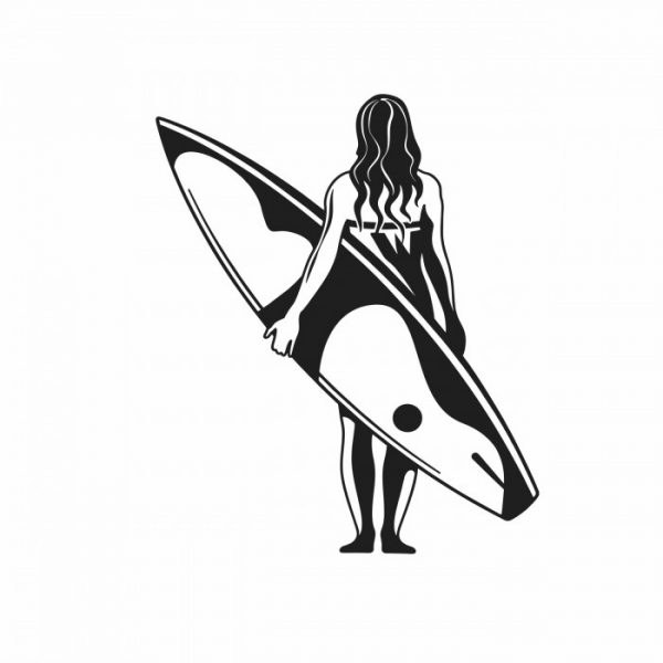 surfer girl wave wellenreiten surfboard aufkleber