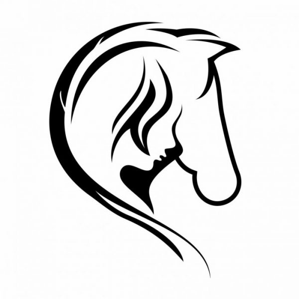 pferd mit mädchen silhouetten 20 x 15 cm