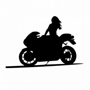 bike girl frau mit motorrad sticker