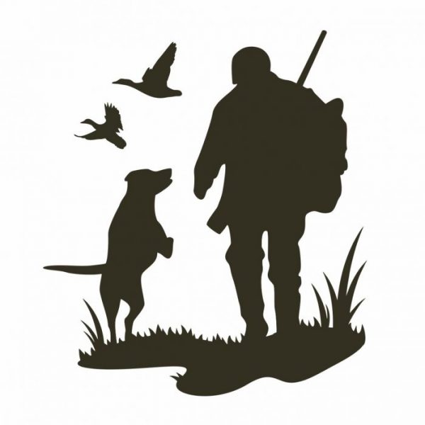 jäger mit hund aufkleber