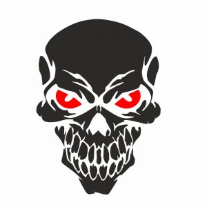 skull totenkopf mit roten augen aufkleber