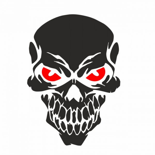 skull totenkopf mit roten augen aufkleber