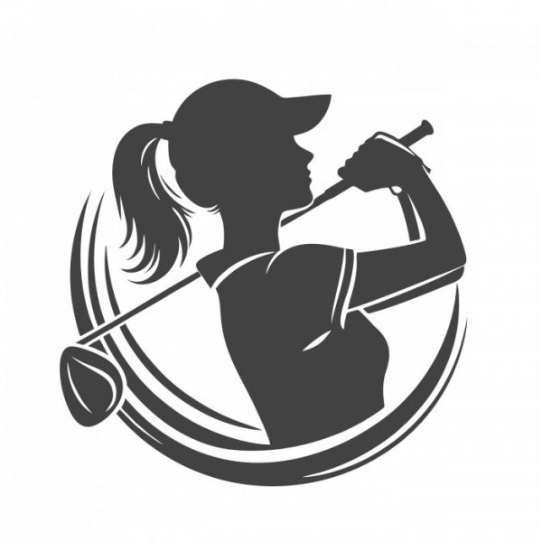 aufkleber golferin lady