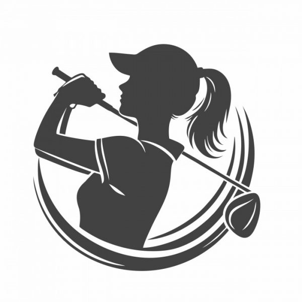 aufkleber golferin lady