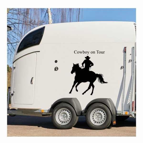 pferdeanhaenger cowboy on tour aufkleber sticker personalisiert