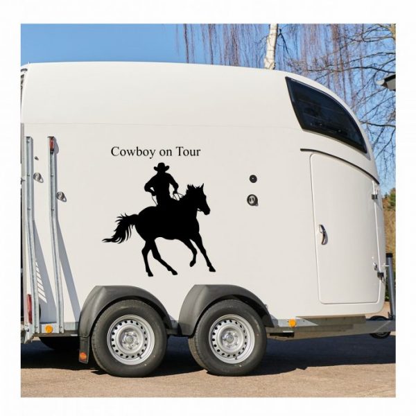 pferdeanhaenger cowboy on tour aufkleber sticker personalisiert