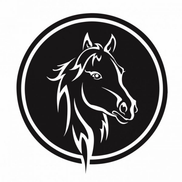 pferdeanhaenger pferdkopf im kreis aufkleber sticker