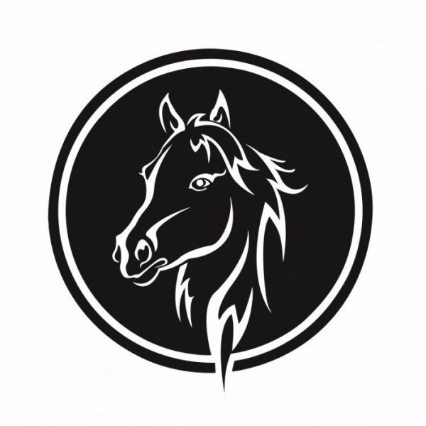 pferdeanhaenger pferdkopf im kreis aufkleber sticker