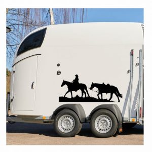cowboy aufkleber fuer pferdeanhaenger