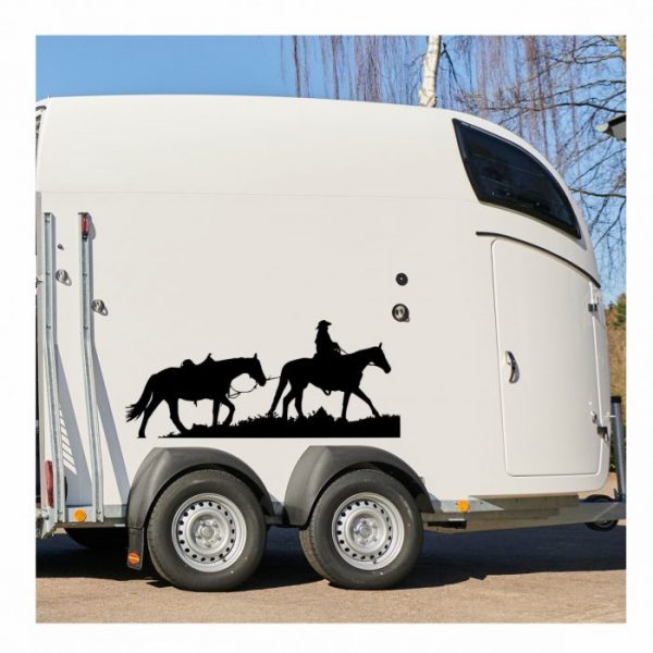 cowboy aufkleber fuer pferdeanhaenger