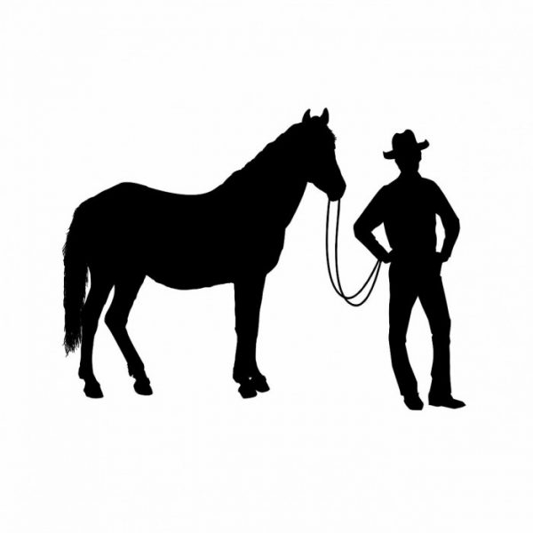 pferdeanhaenger aufkleber western mann mit pferd