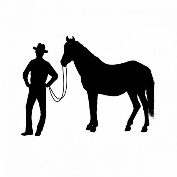 pferdeanhaenger aufkleber western mann mit pferd