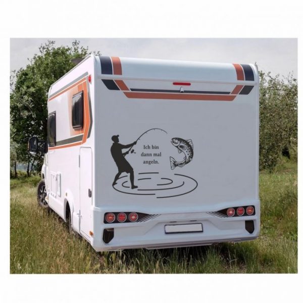 angler mit fisch aufkleber wohnmobil caravan neu