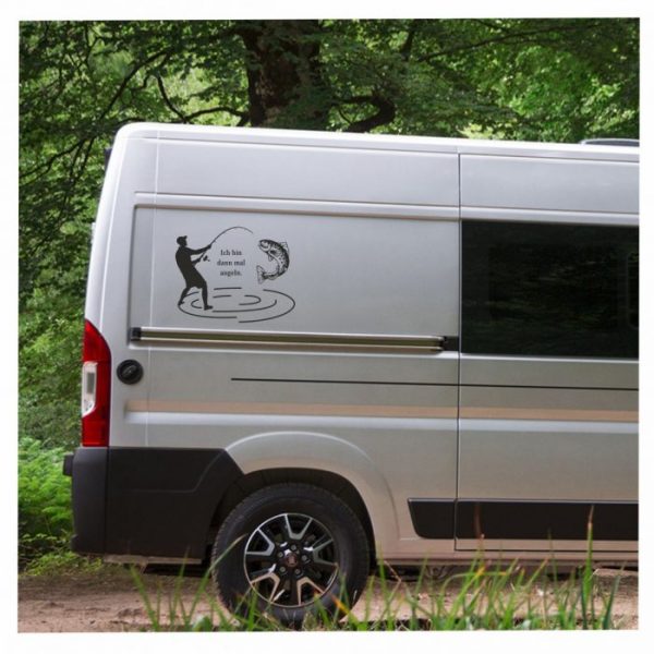 angler mit fisch aufkleber wohnmobil caravan neu