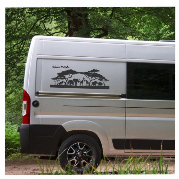 aufkleber afrika skyline hakuna matata für wohnmobil mit wunschtext