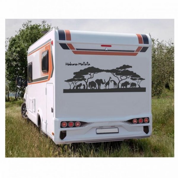 aufkleber afrika skyline hakuna matata für wohnmobil mit wunschtext