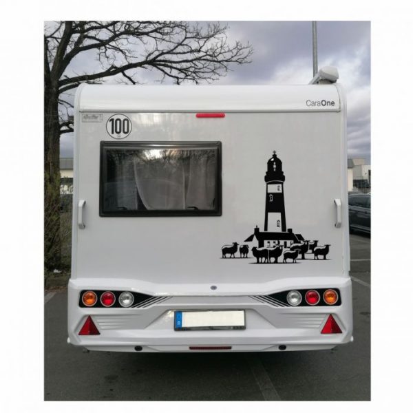 leuchtturm mit schafe wohnmobil aufkleber