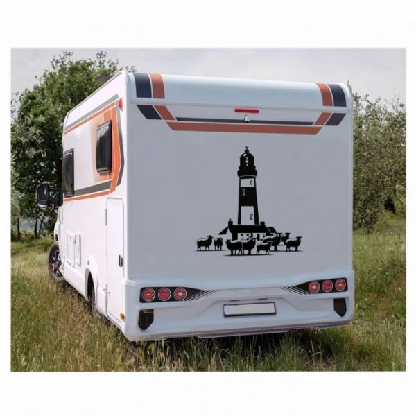 leuchtturm mit schafe wohnmobil aufkleber