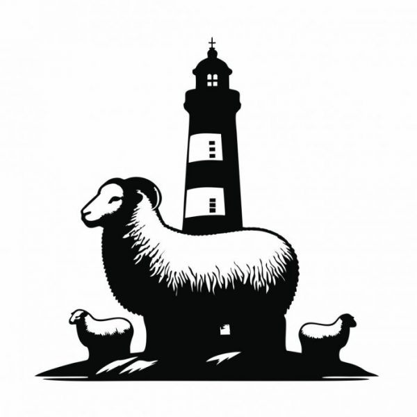 leuchtturm mit schaf aufkleber