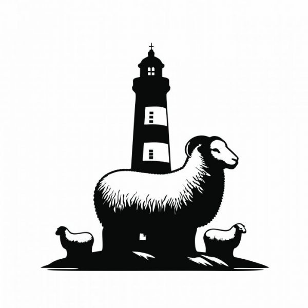 leuchtturm mit schaf aufkleber