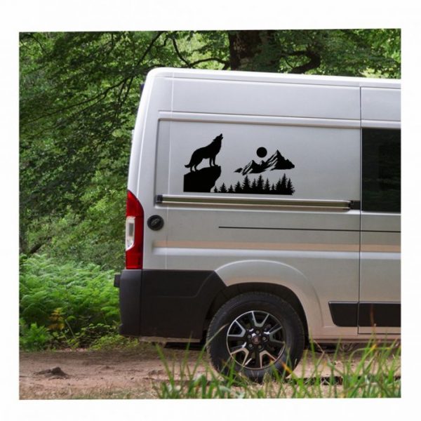 heulender wolf auf berg aufkleber wohnmobil