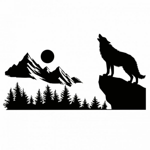 heulender wolf auf berg aufkleber wohnmobil