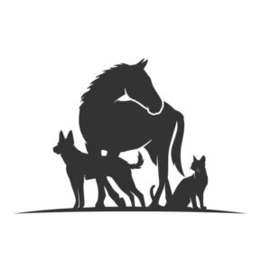 Hund Katze Pferd Aufkleber 30 x 20 cm