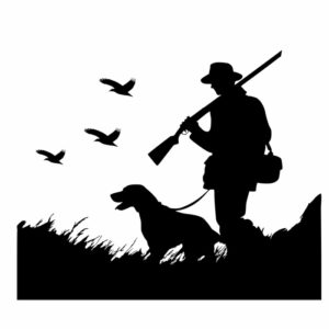 Aufkleber Jäger mit Hund  28 x 23 cm