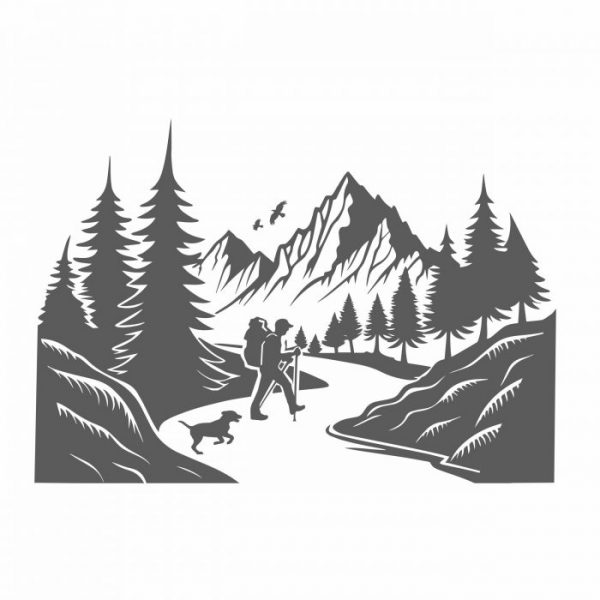 wohnmobil aufkleber wanderer mit hund