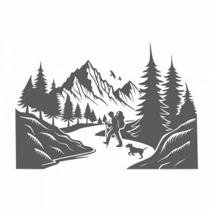 wohnmobil aufkleber wanderer mit hund