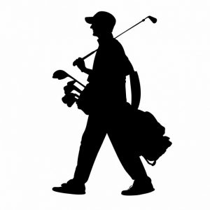 golfspieler mit goldbag 20 x 13 cm