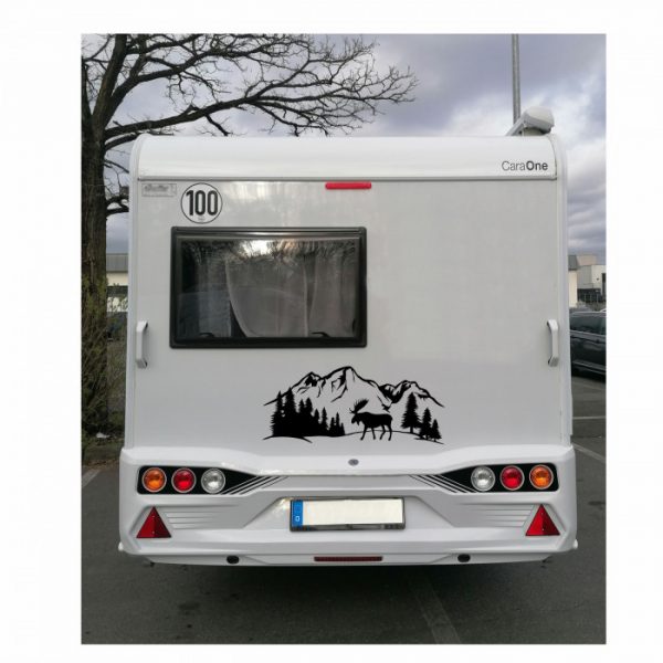 wohnmobil aufkleber elch in den bergen