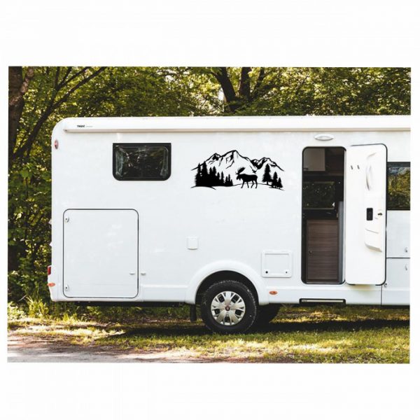 wohnmobil aufkleber elch in den bergen