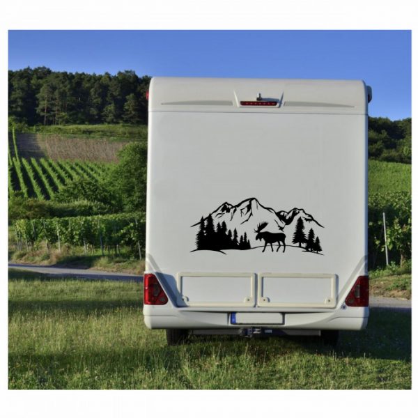 wohnmobil aufkleber elch in den bergen
