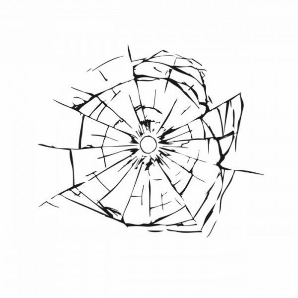 glasbruch aufkleber splitter im fenster