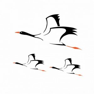 kraniche aufkleber 3er set