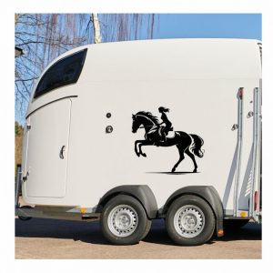 reiterin pferdeanhänger aufkleber