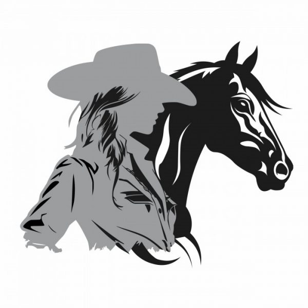 cowgirl western digitaldruck aufkleber