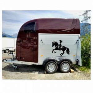 pferdeanhänger aufkleber reiterin