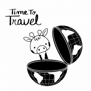 time to travel weltkugel mit giraffe aufkleber 60 x 60 cm
