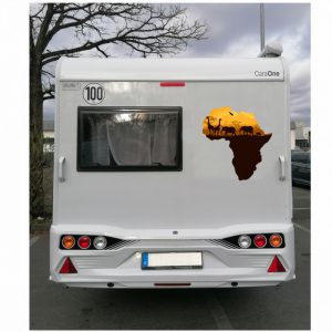 afrika silhouette aufkleber farbig für wohnmobil.