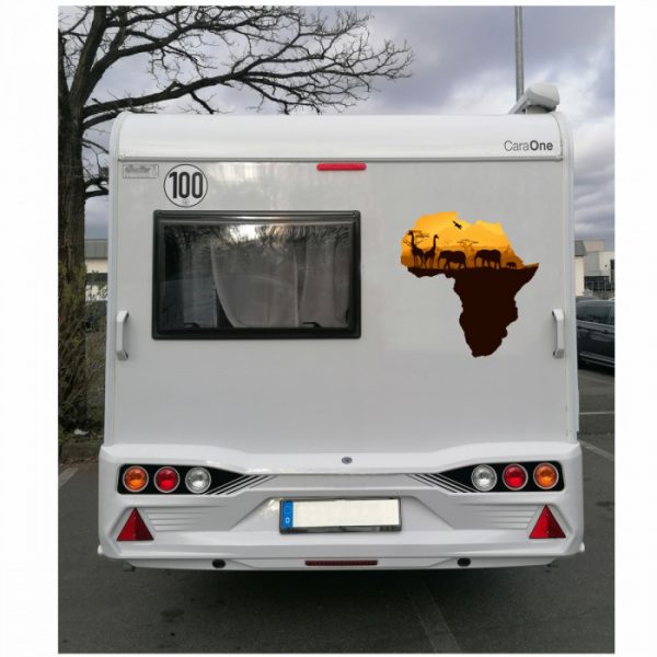 afrika silhouette aufkleber farbig für wohnmobil.